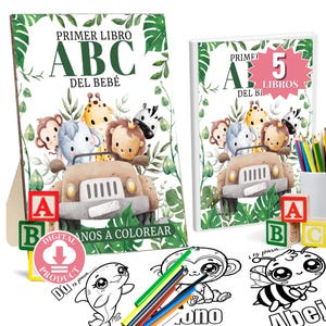 Baby Shower Jeux Para | Livre de coloriage Safari ABC | Idées de baby shower et de présentation de Genero Decoraciones Regalos | En espagnol, tome 2