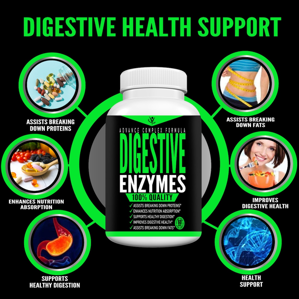 Digestive Enzymes With Probiotics Dietary Supplement Made In Etsy