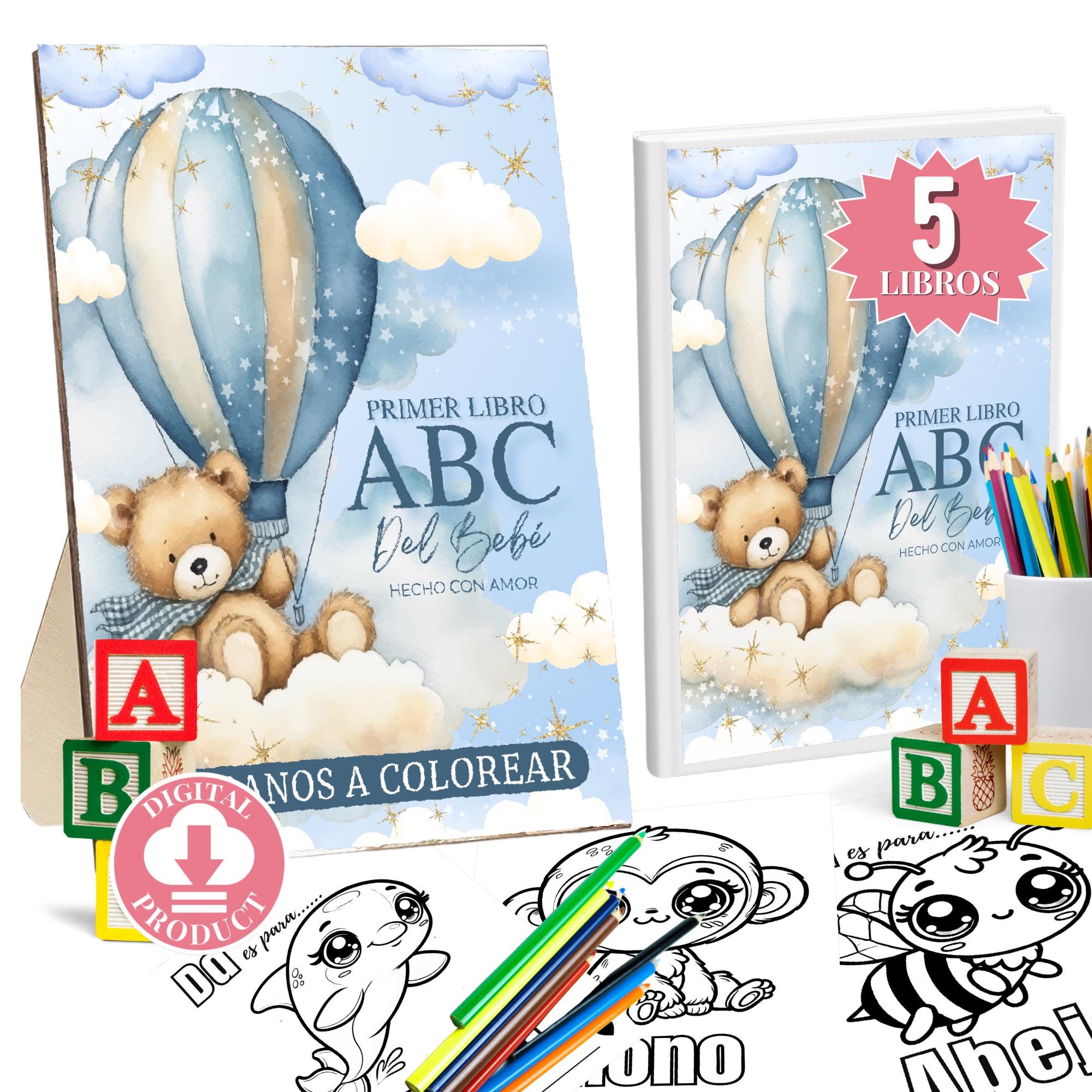 Juegos Para Baby Shower | ABC Safari Coloring Book | Baby Shower Y Revelacion De Genero Decoraciones Regalos Ideas | In Spanish Book 3