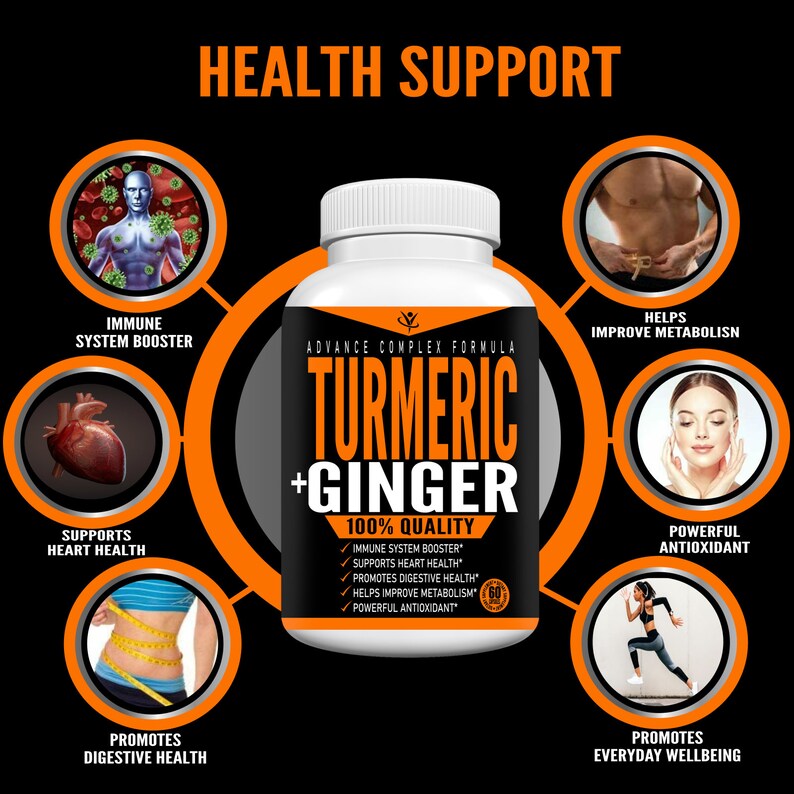 Turmeric Pills With Ginger For Muscles Joints Pain Arthritis Etsy