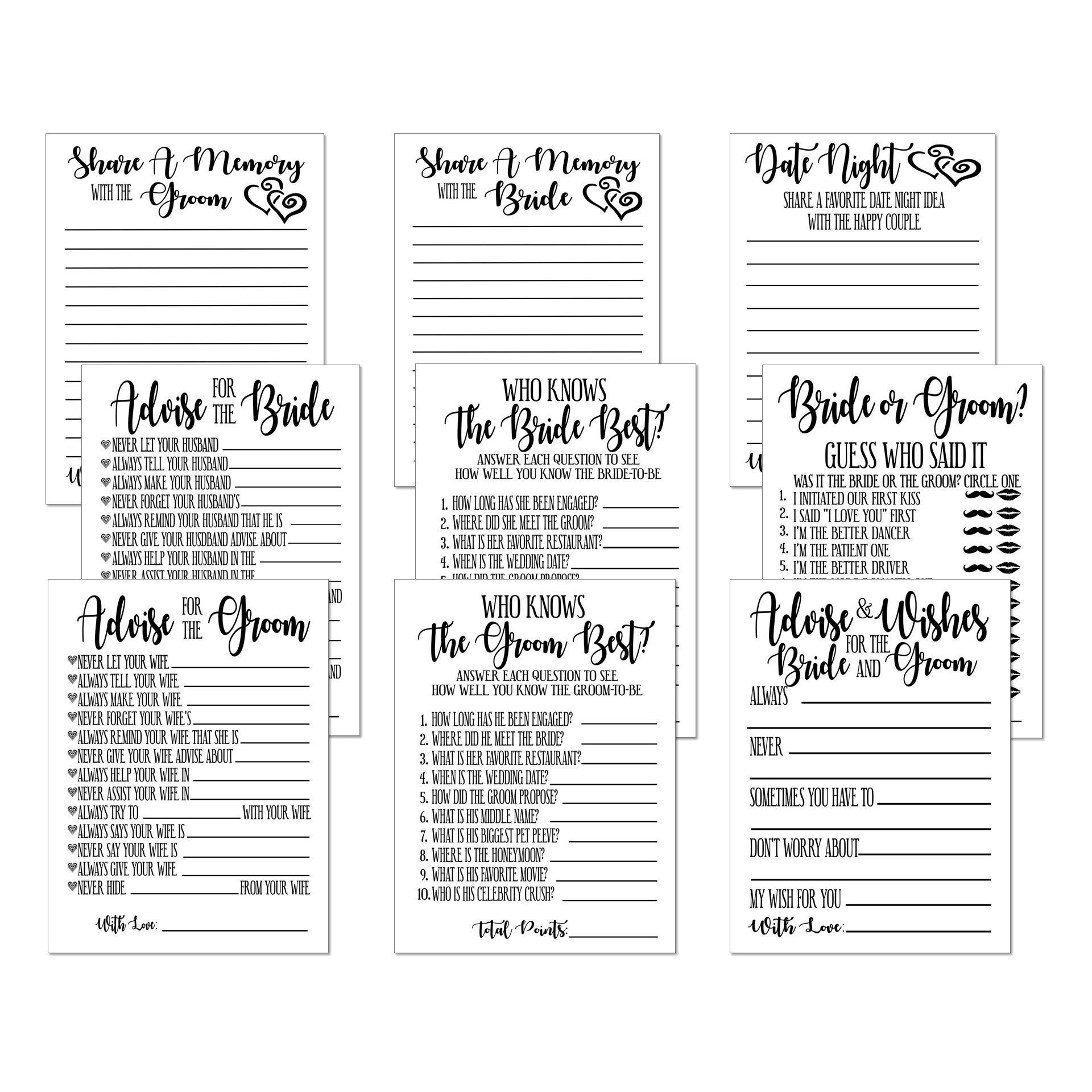 Bridal Shower Games Bachelorette Party Bachelor Party Wedding Shower ...