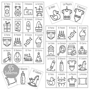 Juegos Para Baby Shower En Español Loteria 45 tafels babyshowerspellen in Spaans loterijspel 40 borden