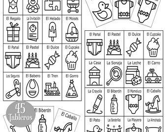 Juegos Para Baby Shower En Español Loteria 45 Tableros Baby Shower Games In Spanish Lottery Game 40 Boards