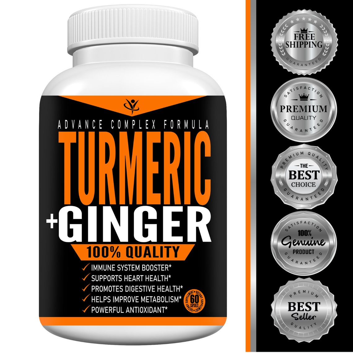 Turmeric Pills With Ginger For Muscles Joints Pain Arthritis Etsy