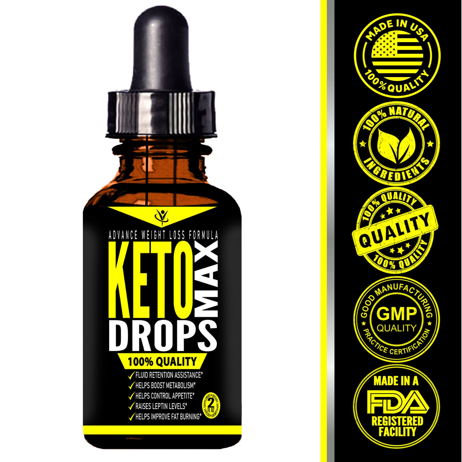 Keto Drops Dietary Supplement Made in USA 2OZ Gotas Keto Etsy