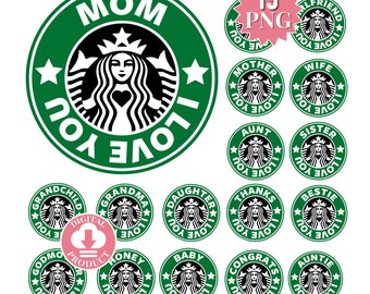 18 PNG Pakiet Starbucks Inspirowane Prezenty Urodzinowe Na Dzień Matki Kartki Z Pozdrowieniami Dla Matki Babci Córki Przyjaciółki
