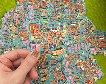 Big Sticker, Beverage Goblin, Water Bottle Sticker, Unique Design!