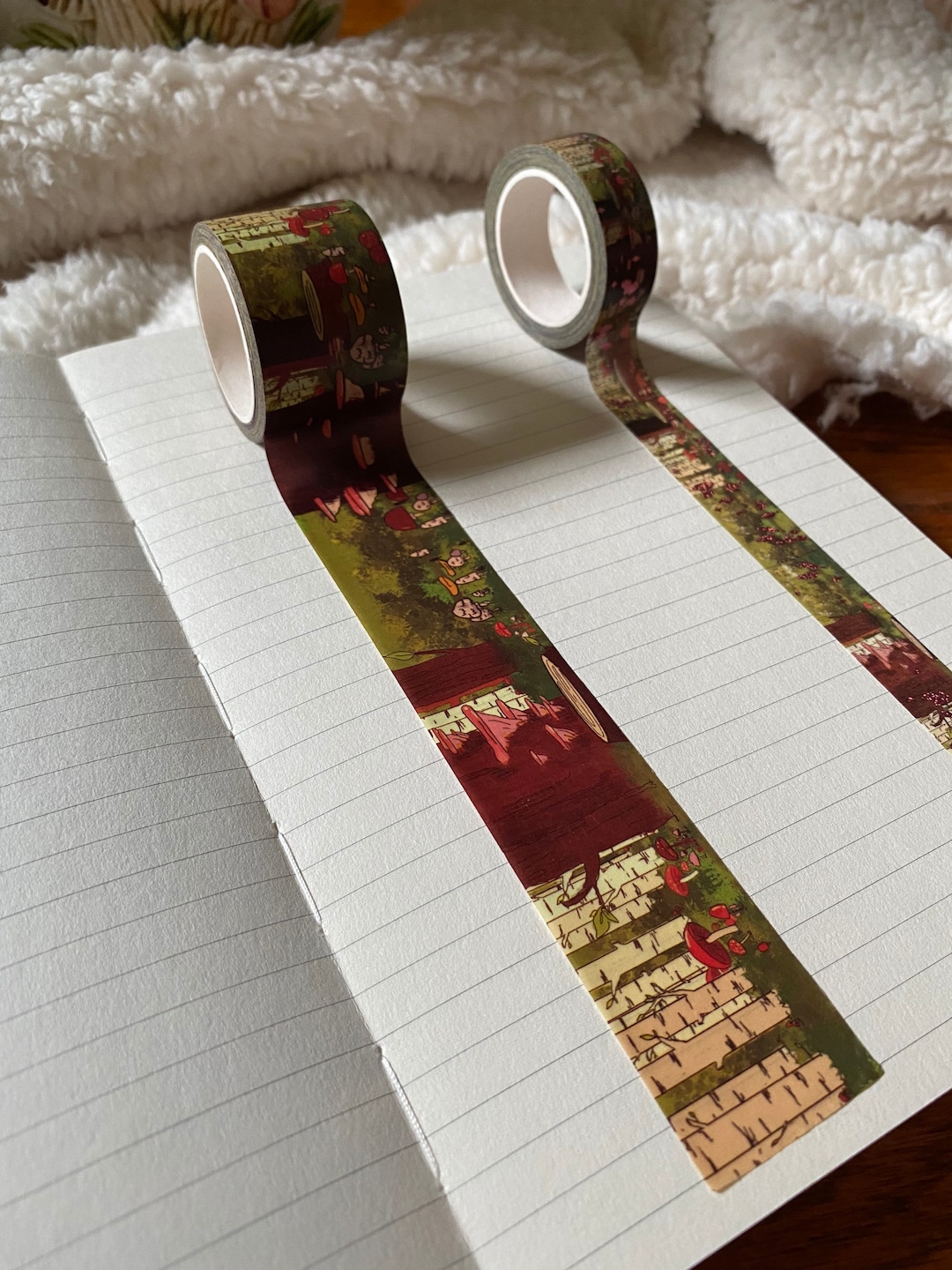 EXTRA WIDE Washi Tape Original Artwork Design Mushroom Etsy