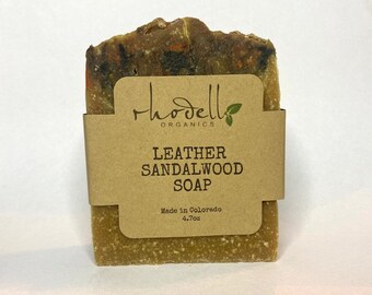 Soap, bath soap, organic, leather, sandalwood