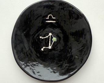 Libra Zodiac Constellation Pottery Ring Dish, Personalized Valentines Gift
