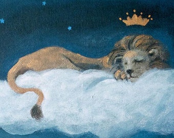 Lion Art Print: Whimsical Nursery Illustration, Rumi Quote - 11x14