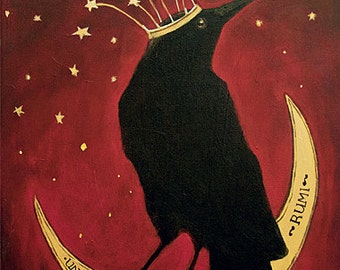 Crow Art Print: Rumi Quote, Art Deco Tiara - 11x14