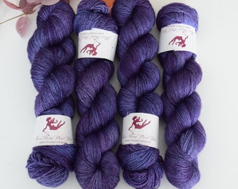 GLORIOUS - Cyber Grape - hand dyed yarn, blend of BFL and mulberry silk, heavy lace weight