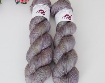 SPARKLE SOCK - Gray Pearl - hand dyed sock yarn, blend of merino wool and nylon with stellina, plied, for knitting crochet, for any garments
