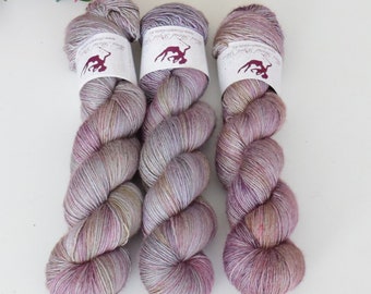 SILK MELODY - Gray Pearl - hand dyed yarn, blend of merino mulberry silk, singles, knitting, crochet