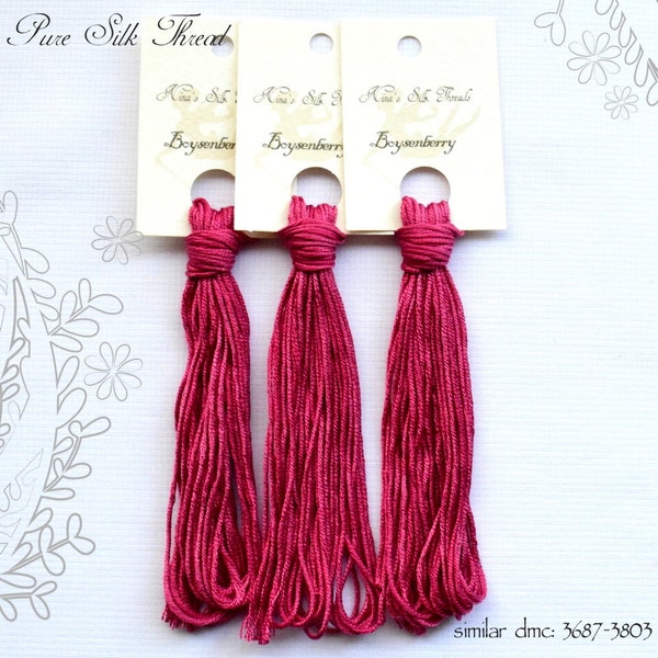 Boysenberry - hand dyed SILK thread for cross stitch, embroidery work. Nina' Silk Threads