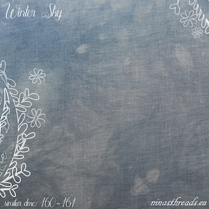 28ct WINTER SKY - Hand dyed linen for embroidery, broderie, cross stitch work, pre-cut (big cut)