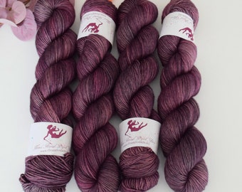 EVERYDAY SPORT - Black Cherry - 100% superwash extrafine merino hand dyed yarn, knitting, crochet, sport weight