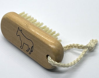"Donkey" nail brush with practical hanger (laser engraving, wooden nail brush, body care brush)