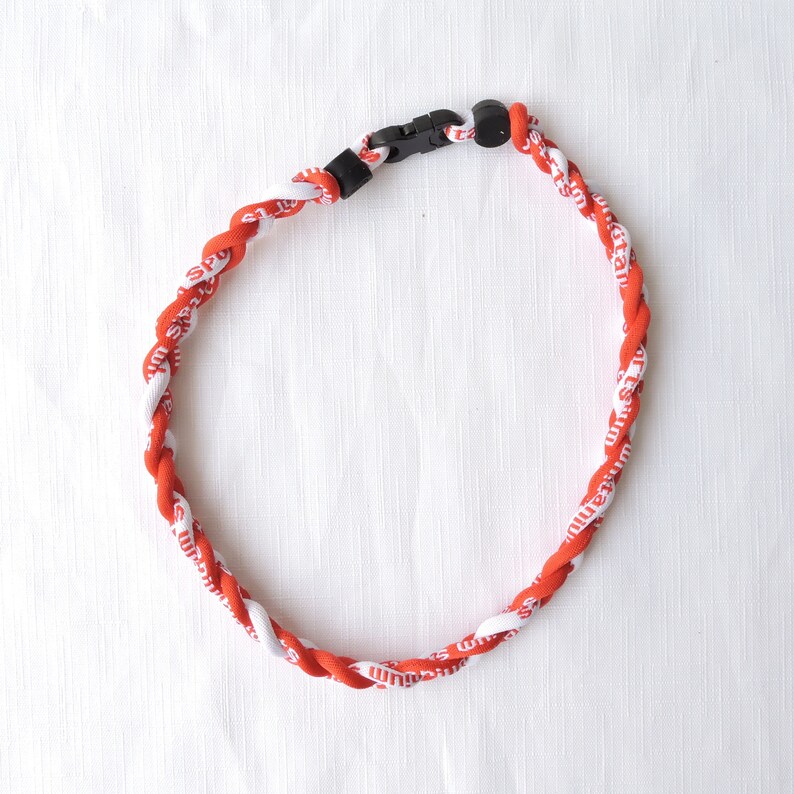 Woven Titanium Sports Necklace Red and White Sports Etsy