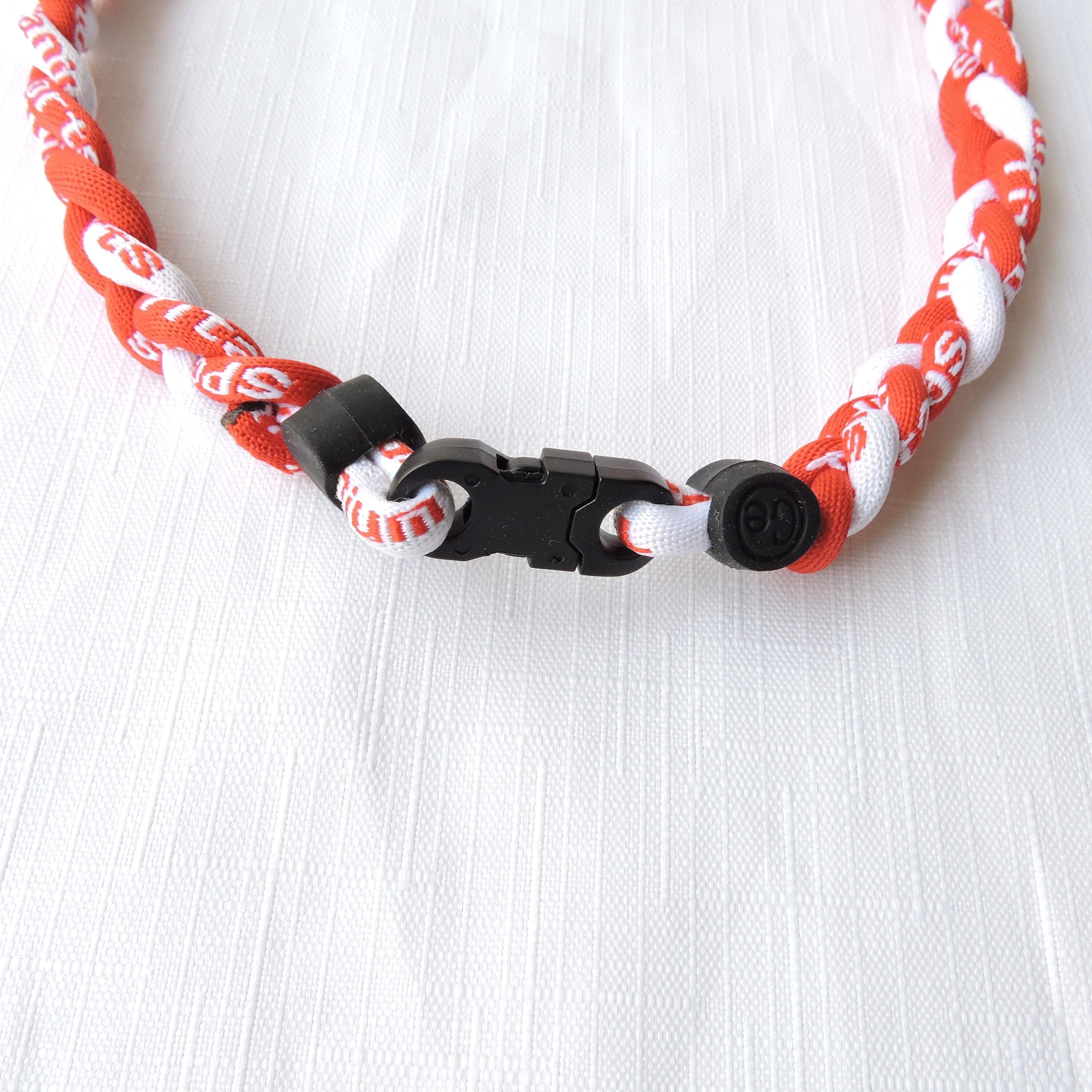 Woven Titanium Sports Necklace Red and White Sports Etsy