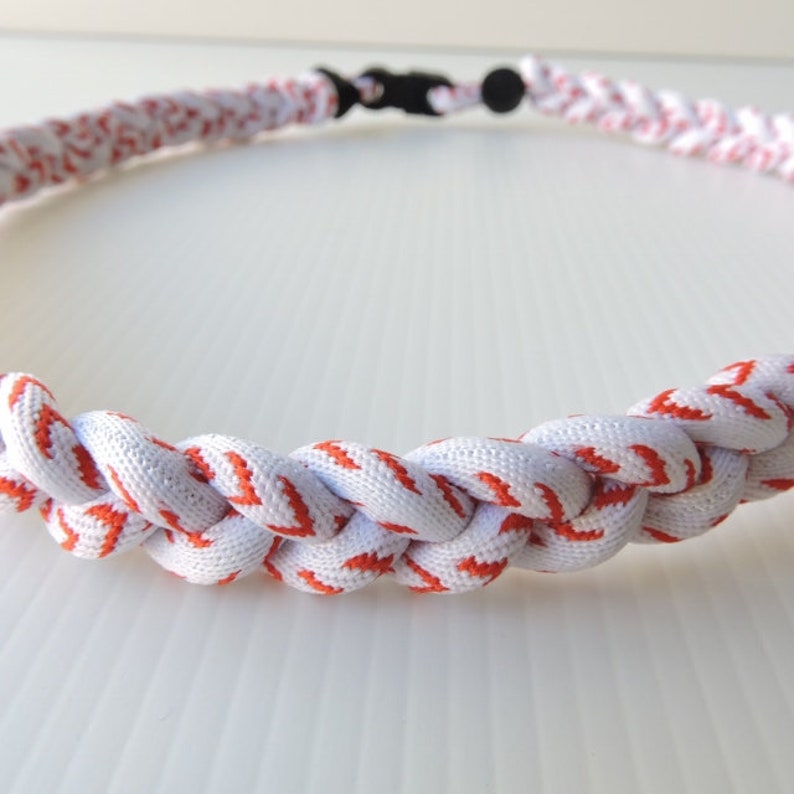 Woven Titanium Sports Necklace Red White Baseball Stitching Etsy