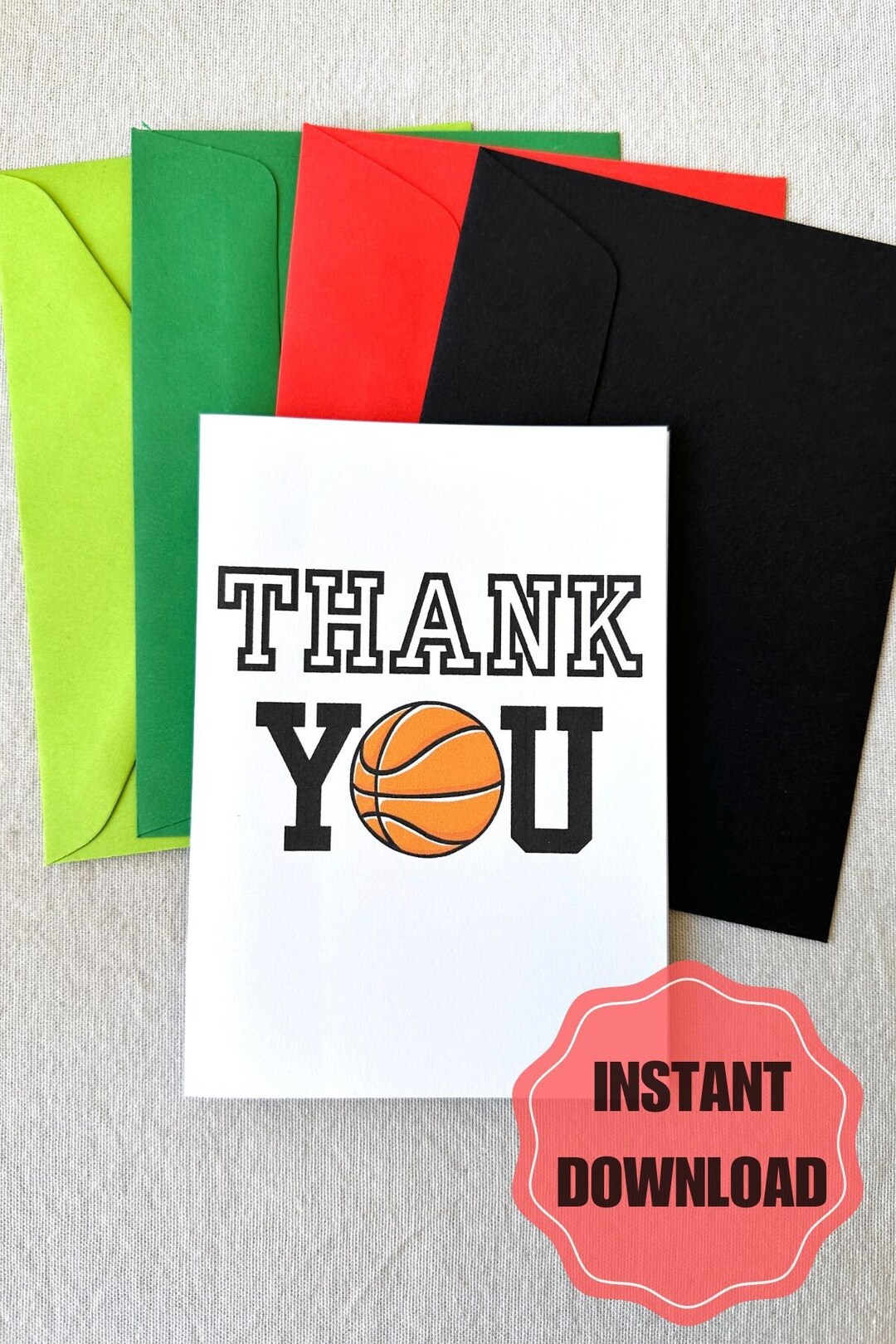 DIGITAL FILE - Basketball Thank You Card - Blank for Your Message, PDF ...
