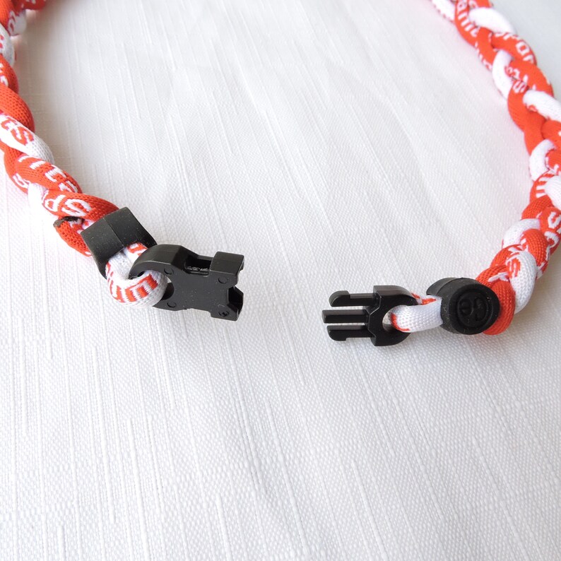 Woven Titanium Sports Necklace Red and White Sports Etsy