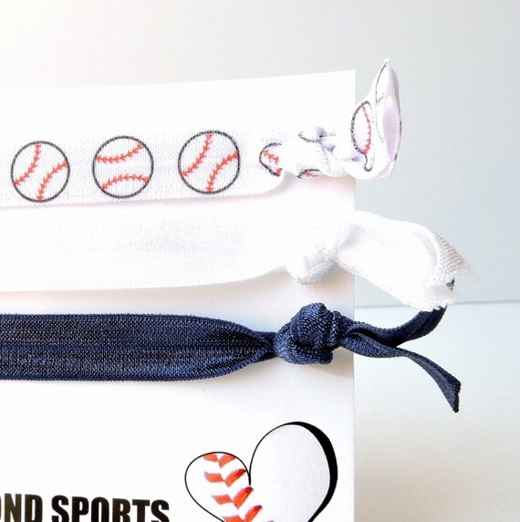 Baseball Hair Ties Snagless Hair Ties Set 3 Baseball Etsy