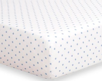 Sky Blue Mini Dots Crib Sheet | Light Blue Baby Bedding | Baby Blue Nursery | Polka Dot Crib Sheet | Classic Nursery | Light Blue Crib Sheet