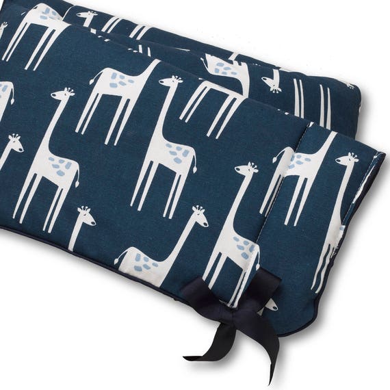 Navy Giraffe Crib Rail Cover Bumperless Crib Bedding Etsy