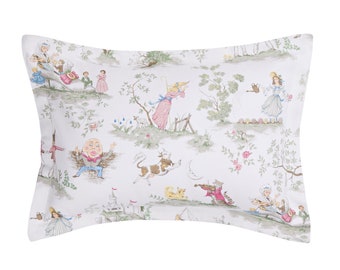 Nursery Rhyme Toile Baby Pillow Sham INCLUDES Insert | Over the Moon Fabric