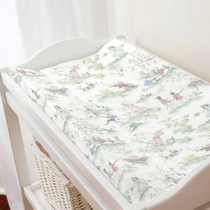 Nursery Rhyme Toile Changing Pad Cover | Over the Moon fabric