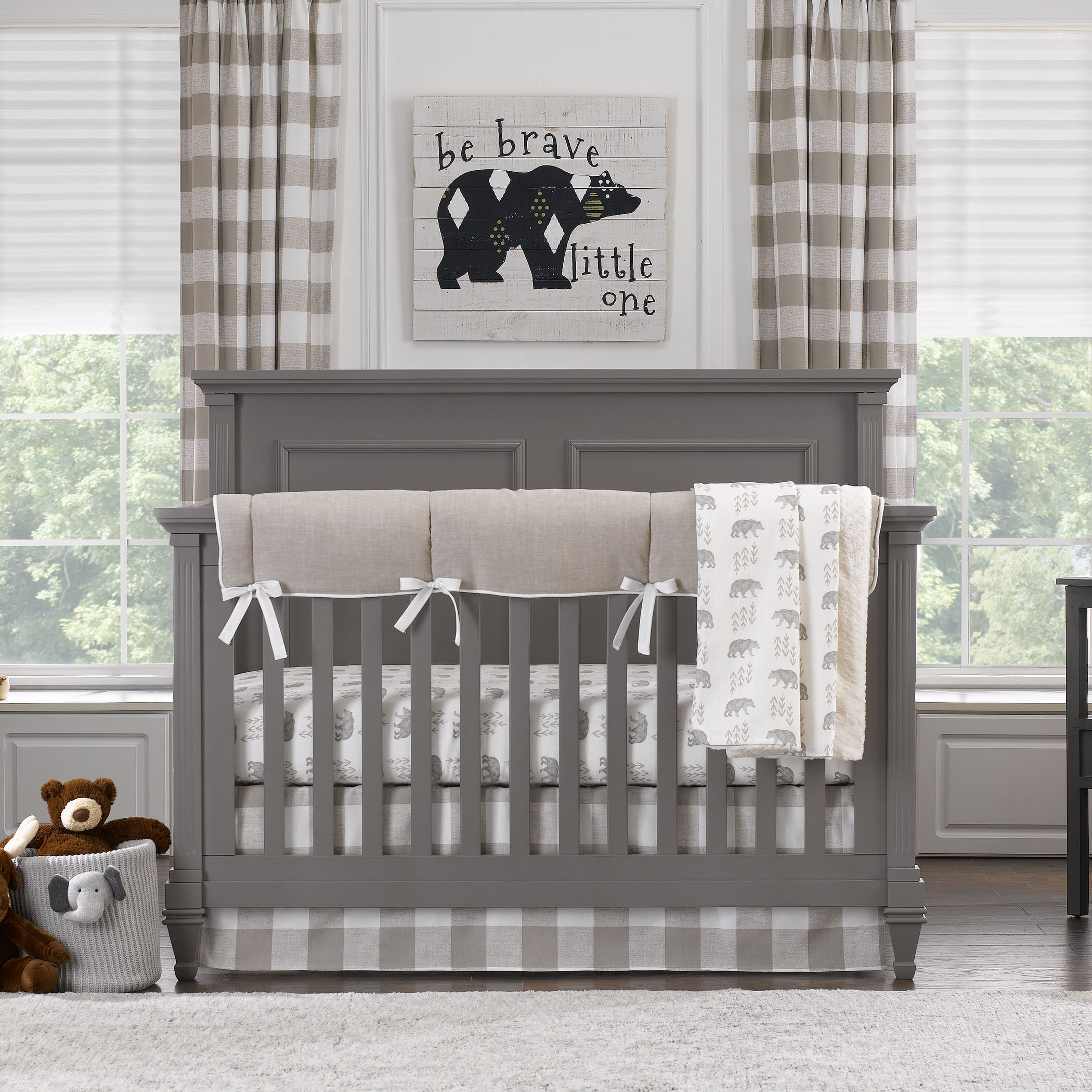 Cubby Crib Bedding Taupe Buffalo Check Crib Bedding Etsy