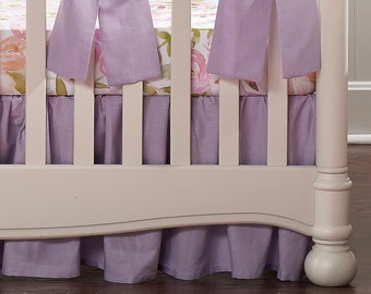 Lavender Linen Crib Skirt (Gathered) 16″ Drop | Ruffled Crib Skirt | Lavender Ruffled Crib Skirt | Linen Nursery | Linen Crib Skirt