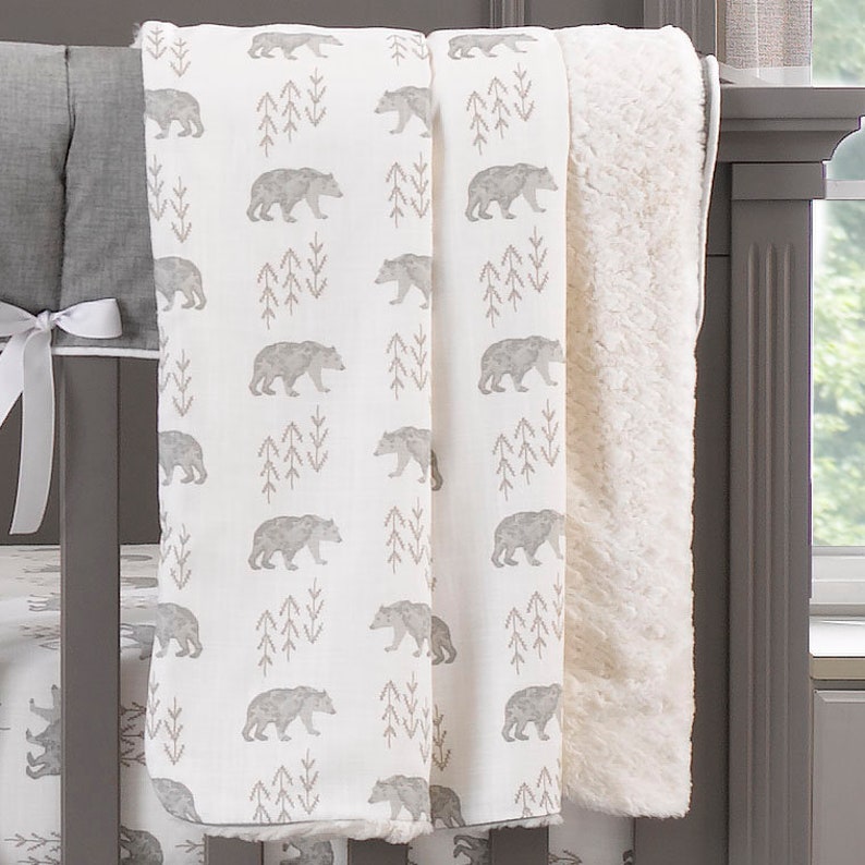 Woodland Baby Bedding Taupe Gender Neutral Cubby Crib Bedding Crib Bedding for Boys Made in USA | Buffalo Check Crib Bedding