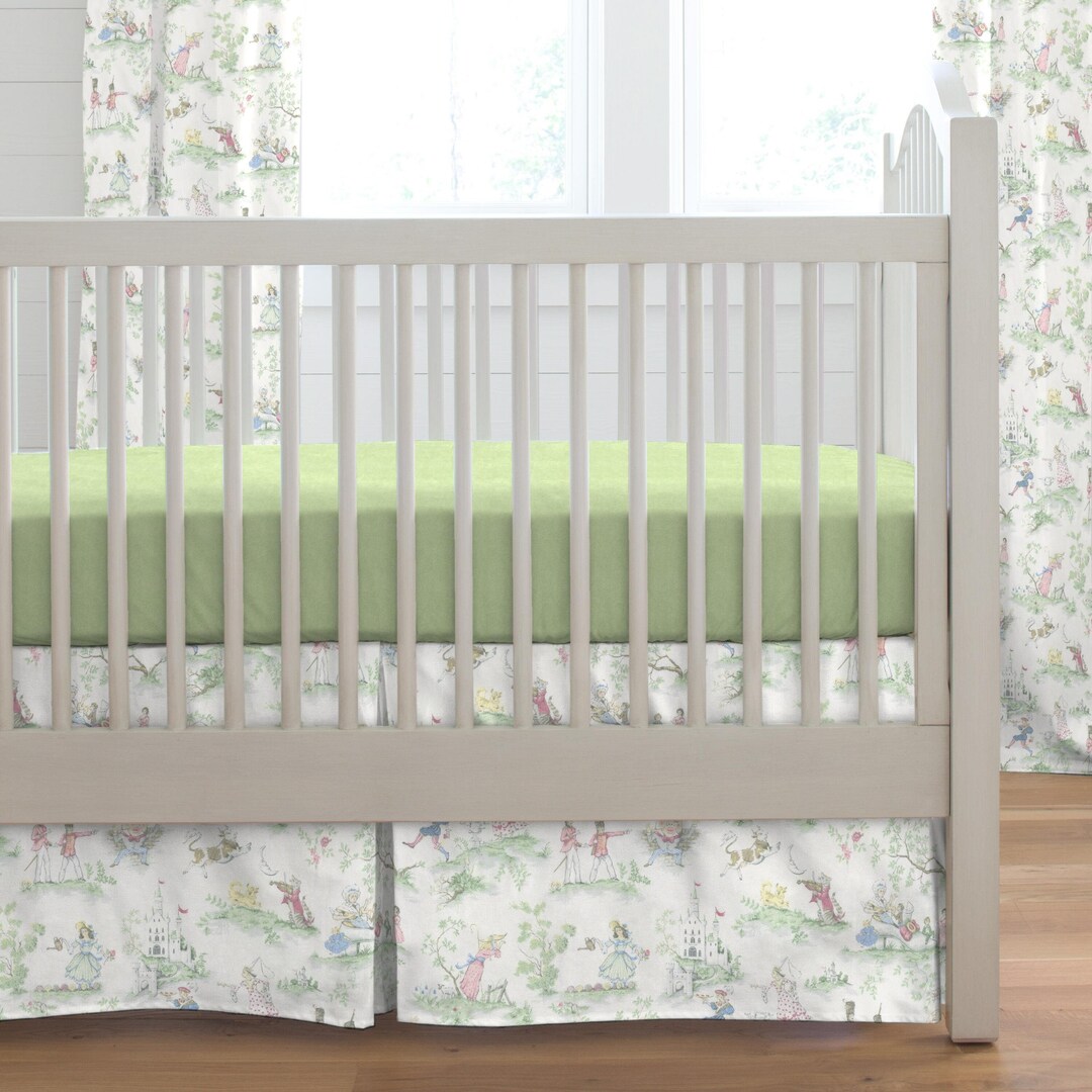 Nursery Rhyme Toile Pleated Crib Skirt Etsy