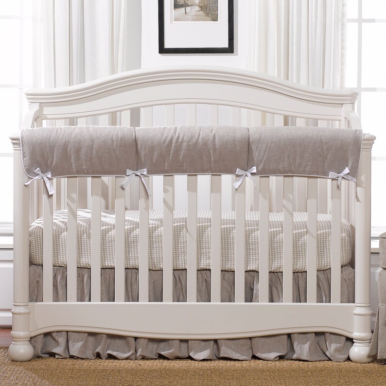 Flax Linen Crib Rail Cover Linen Crib Wrap Gender Neutral Etsy