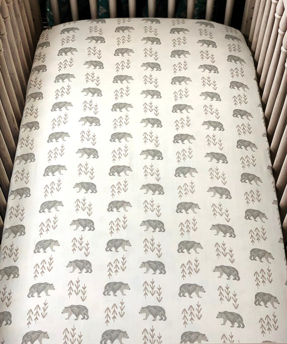 Cubby Gray/Taupe Crib Sheet Woodland Baby Bedding Etsy