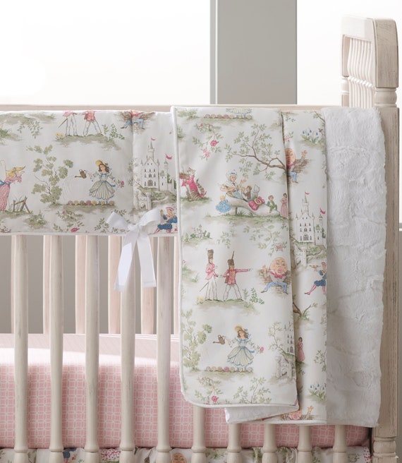 Nursery Rhyme Toile Baby Blanket Reverses to Faux Fur Etsy