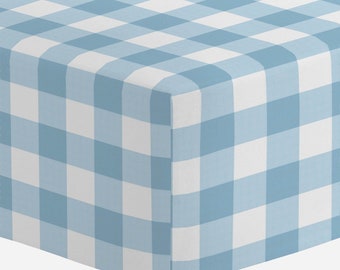 navy gingham crib sheet
