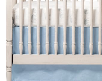Light Blue Linen Crib Skirt 16″ Drop | Baby Blue Crib Skirt | Linen Crib Skirt | Linen Nursery | Gender Neutral Nursery | Light Blue Nursery