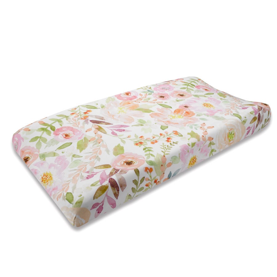 Blush Watercolor Contoured Changing Pad Cover Pink Changing Etsy