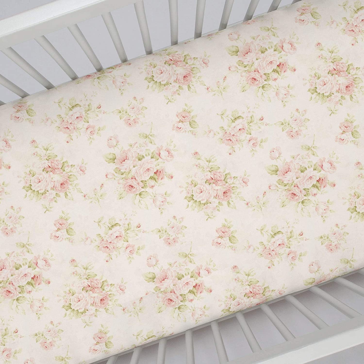 Pink Floral Crib Sheet Shabby Chic Floral Bedding Baby Etsy
