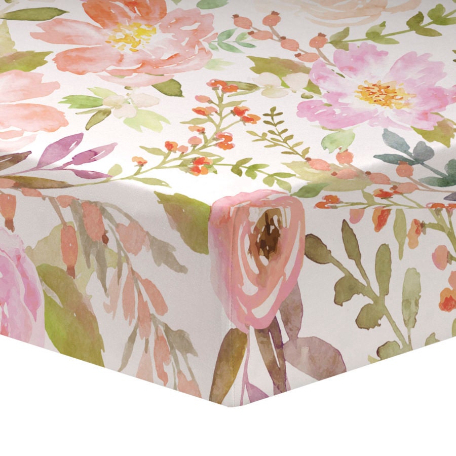 Blush Watercolor Contoured Changing Pad Cover Pink Changing Etsy