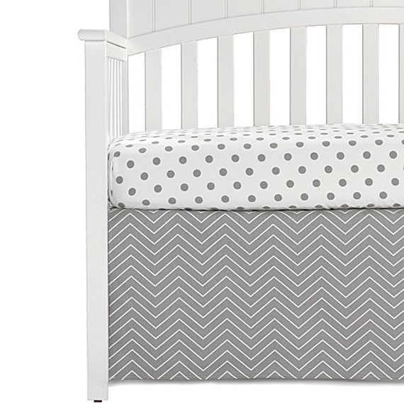 Crib Bedding Set 2 Pc Set Gray Polka Dot And Modern Etsy