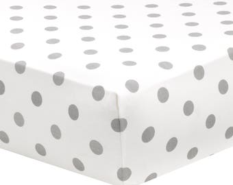 Gray Polka Dots Crib Sheet | Gray Baby Bedding | Polka Dot Crib Sheet