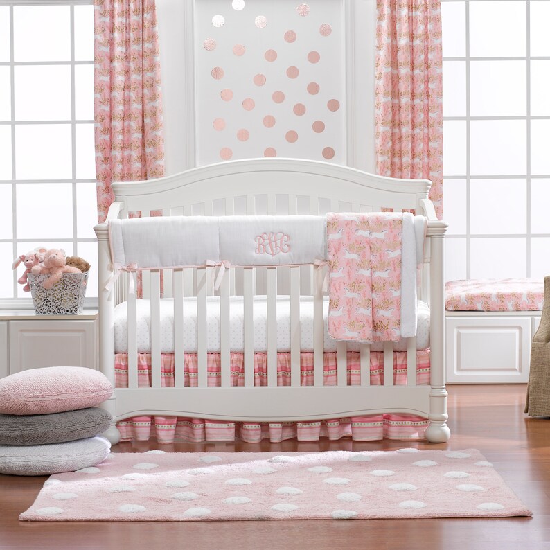 White/Peach Crib Rail Cover Crib Rail Cover Baby Girl Crib Etsy