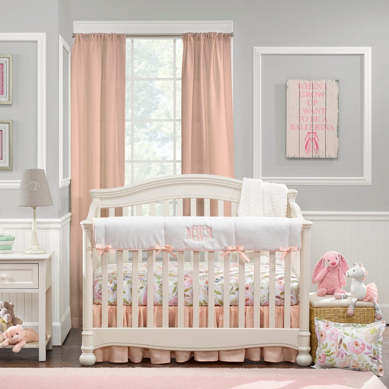 Blush Watercolor Floral Bamboo Crib Sheet Floral Crib Sheet Etsy