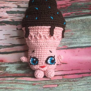 Ice Cream Dream - Modèle de crochet Shopkins, Cornet de crème glacée, rose, chocolat